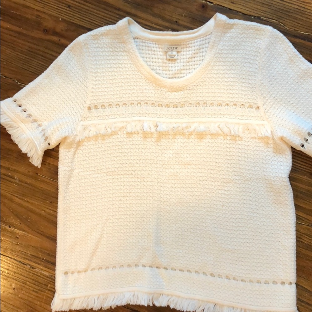 J. Crew Coastal Embroidered Short Sleeve Sweater (Med)